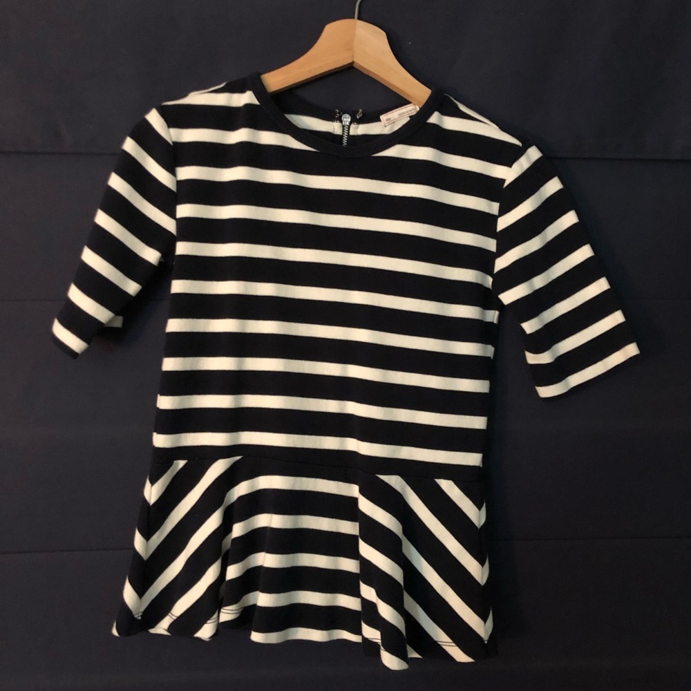 Gap Navy & White Striped Frill Top
